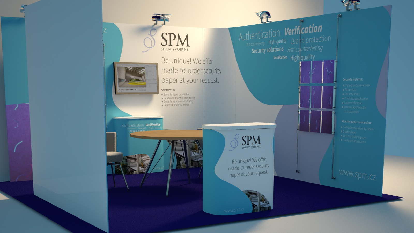 SPM stand design 3D visualization 